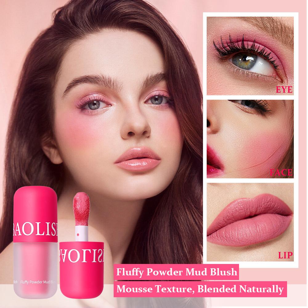 Mushroom Head Pink and Tender Girlish Blush Natural Brightening Contour Liquid Blusher Long Lasting Non Fading Contour Cosmetics Face Cheek Makeup