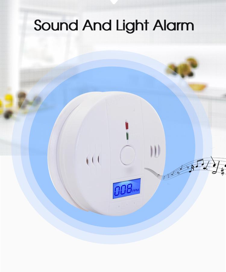 Independent CO Alarm Sensor Carbon Monoxide Alarm Detector 85dB High Sensitive Warning LCD Photoelectric Display for Home Hotel