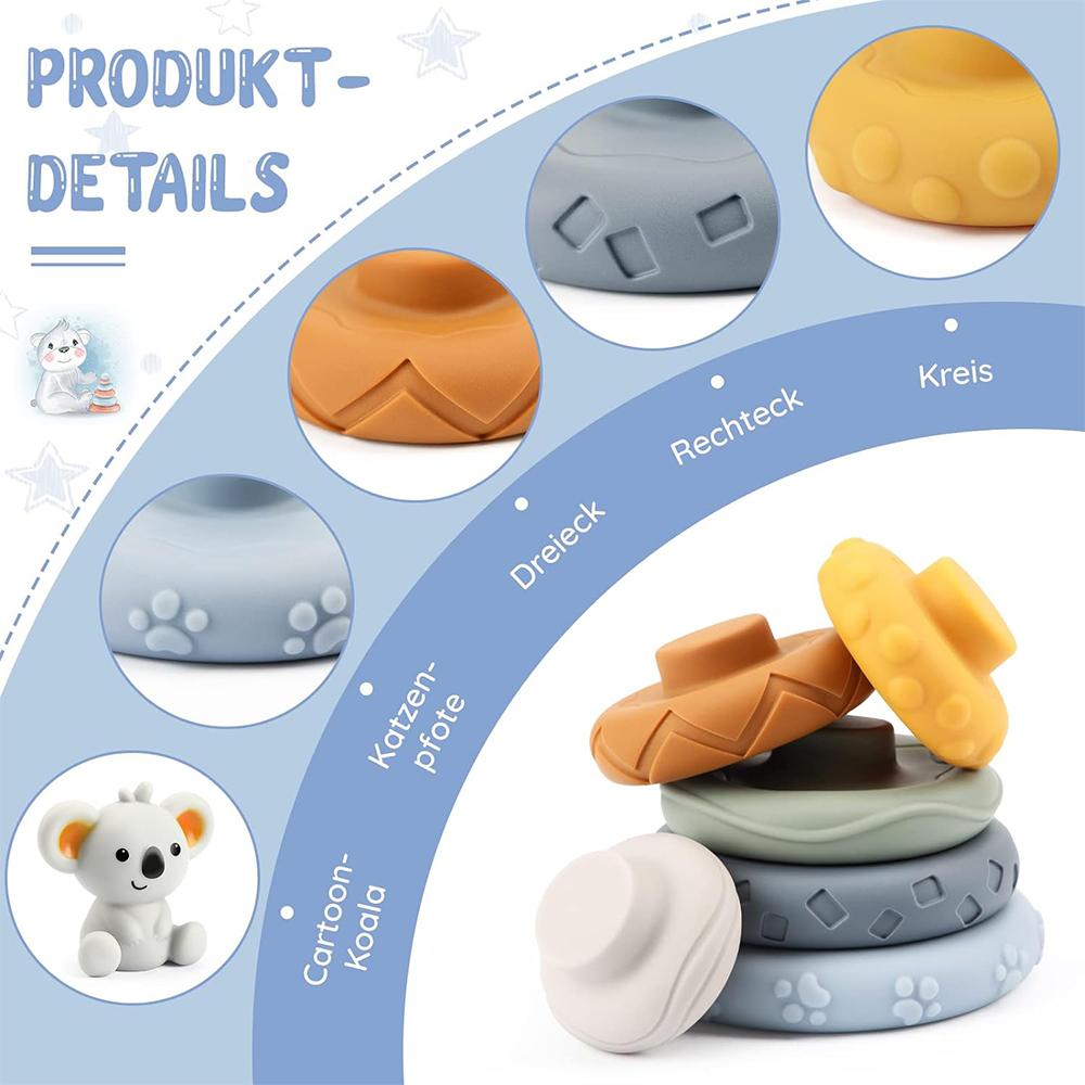 Infant Montessori Sensory Intellectual Development Collection Developing Fine Motor Skills Koala Stacking Tower Educational Playthings