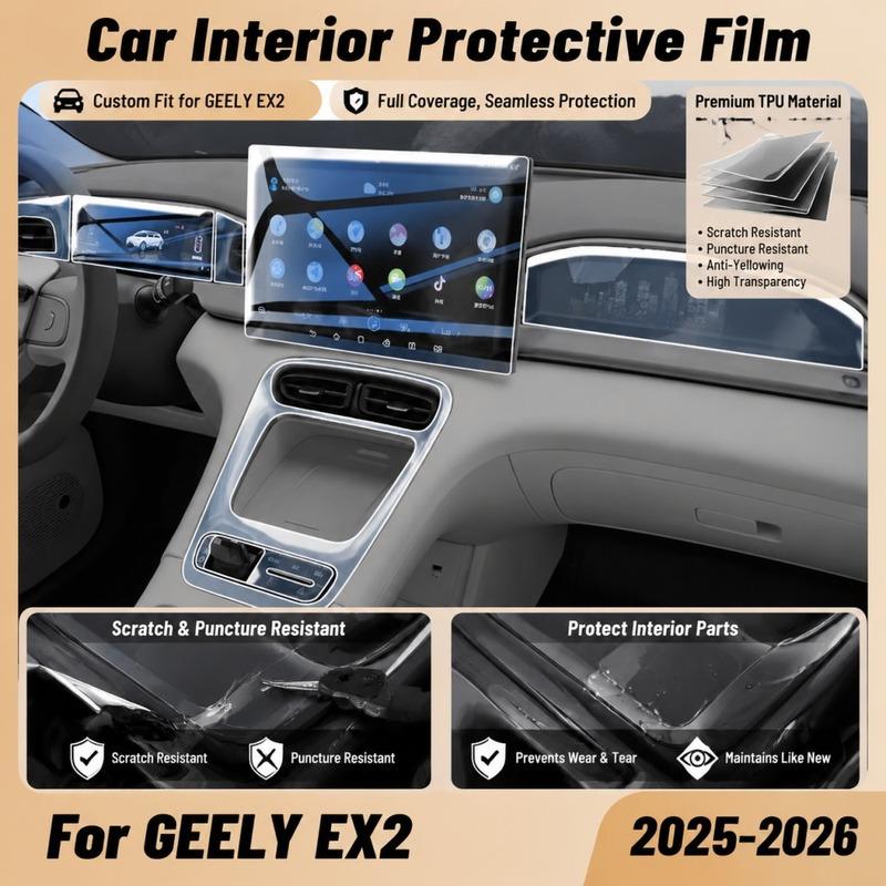 Anti-scratch Car Interior Center Console Media Dashboard Navigation TPU Protector Film For GEELY EX2 2025 2026 Car Accessories