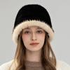 Mink Hat Female Winter Warm Versatile Real Hair Show Face Small Bucket Hat Mink Hair Top Hat Korean Version Fur Hat Tide