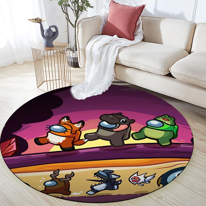 Among Us,Round Area Rug,Carpet Rug for Living Room Bedroom Sofa Playroom Decor,Non-slip Floor Mat