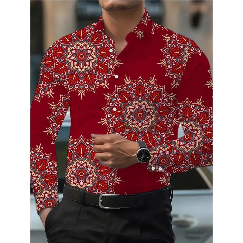 Men's Splice Geometry Beach Shirt Black White Hawaiian Casual Shirt Men's Vintage Shirt Long Sleeve Top