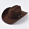Unisex Western Cowboy Hat With Leather Vintage Big-edge Gentleman Cowgirl Jazz Hat Cloche Church Sombrero Hombre Caps
