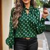 Women's Loose Hollow Out Blouse Long Sleeve O Neck Top Autumn Winter Printed Commuter Casual Tops
