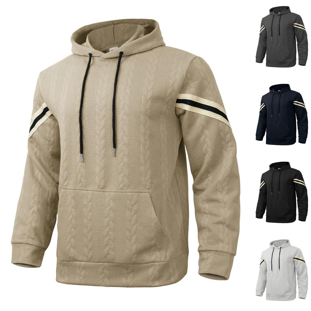 Autumn/Winter Jacquard Heavyweight Men's Warm Hooded Outdoor Sports Hoodie