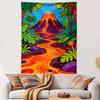 "Colorful Erupting Volcano In Jungle Scene" Patterned Tapestry Home Decor, Suitable for Bedroom and Living Room, Gift