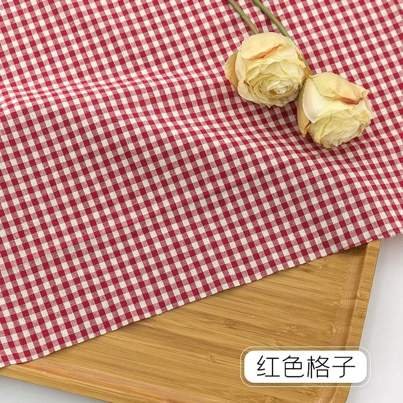 0.5m/1m/2m Pure Cotton Plaid Fabric For Tablecloths, Shirt, Women's Dresses,Home Decoration Dolls Handmade DIY Fabric TJ7400