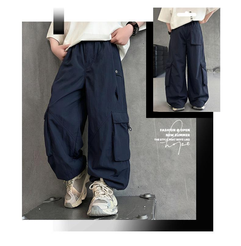 Trendy Boys' Summer Cargo Pants: Korean Style Wide-Leg, Loose Fit, Mosquito-Repellent