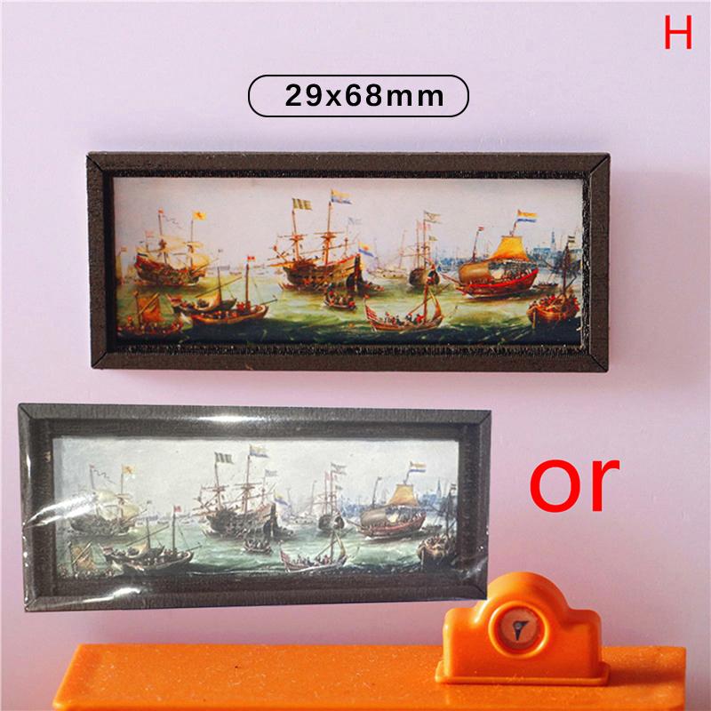 Domeček pro panenky Miniaturní fotorámeček Olejomalba Nástěnná malba Nábytek Příslušenství