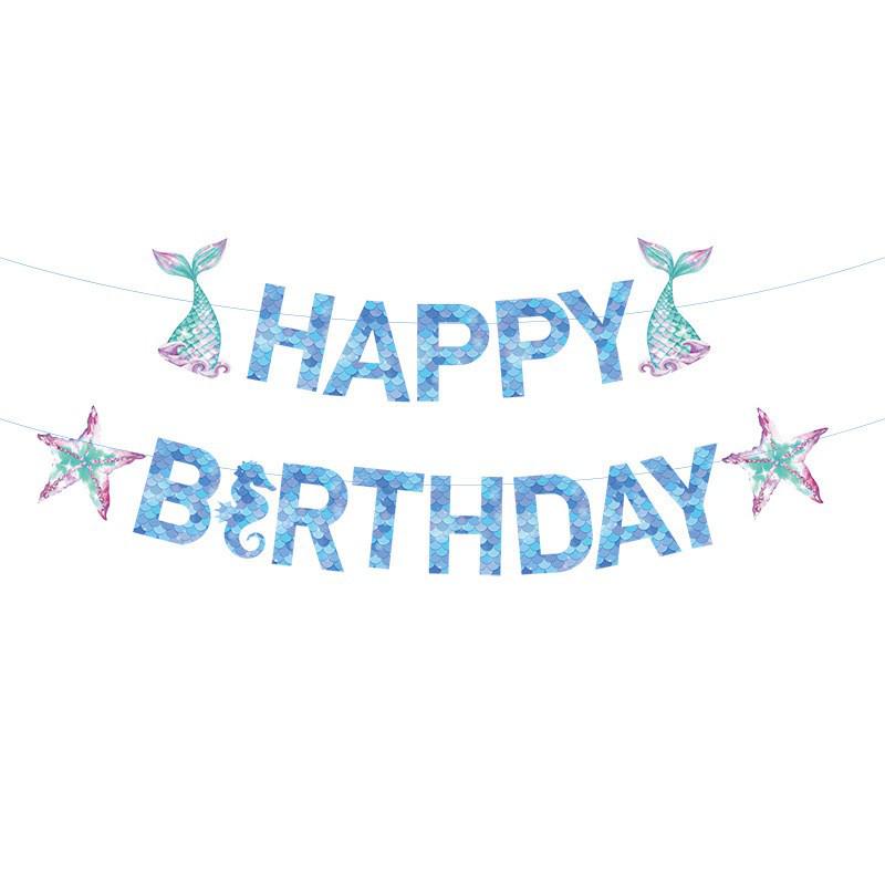 Mermaid-Themed Birthday Party Tableware Set: Disposable Tablecloth, Cups, Napkins, Plates.