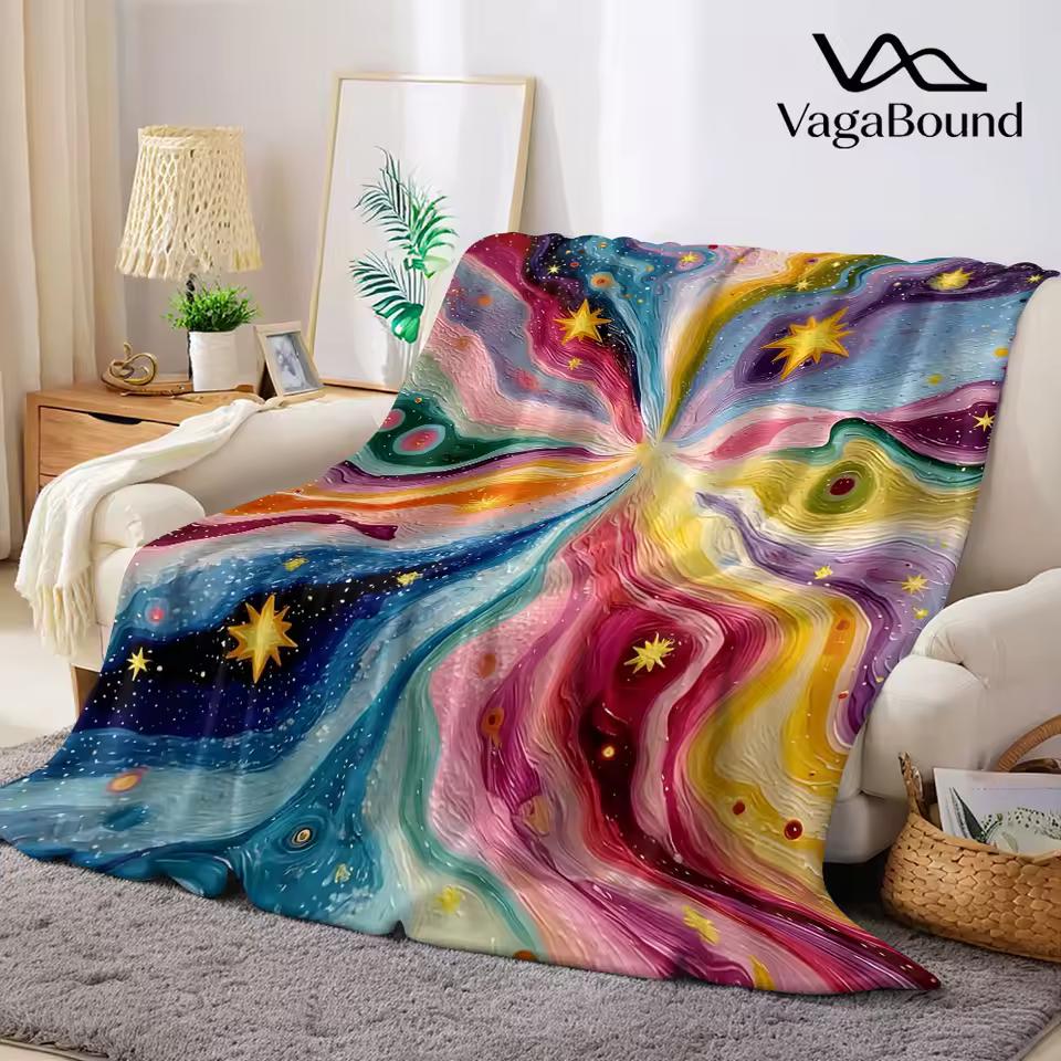 Swirl Galaxy Paint Flannel Blanket Warm Soft Halloween Christmas Decorative Couch Warm Cozy All-Season Gift