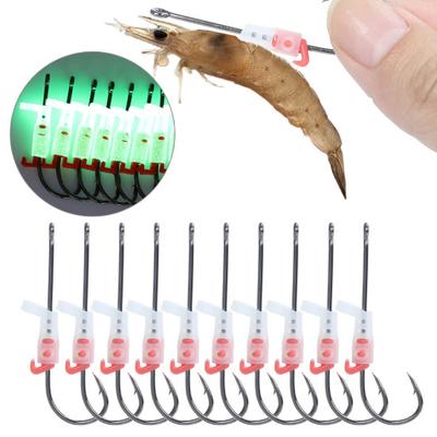 3/5/6/10/12/15/20 ks Svetlujúci Hák na Upevnenie Živej Krevety Háčik na Ryby Svietiaci v Tme s Protihrotom Offsetový Sladkovodný