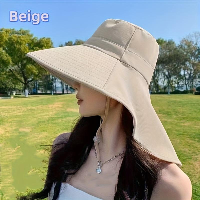 Women's Lightweight Sun Hat with Ponytail Hole & Adjustable Drawstring - Wide Brim, Breathable Polyester for Outdoor, Vacation, Sports & Casual Wear,