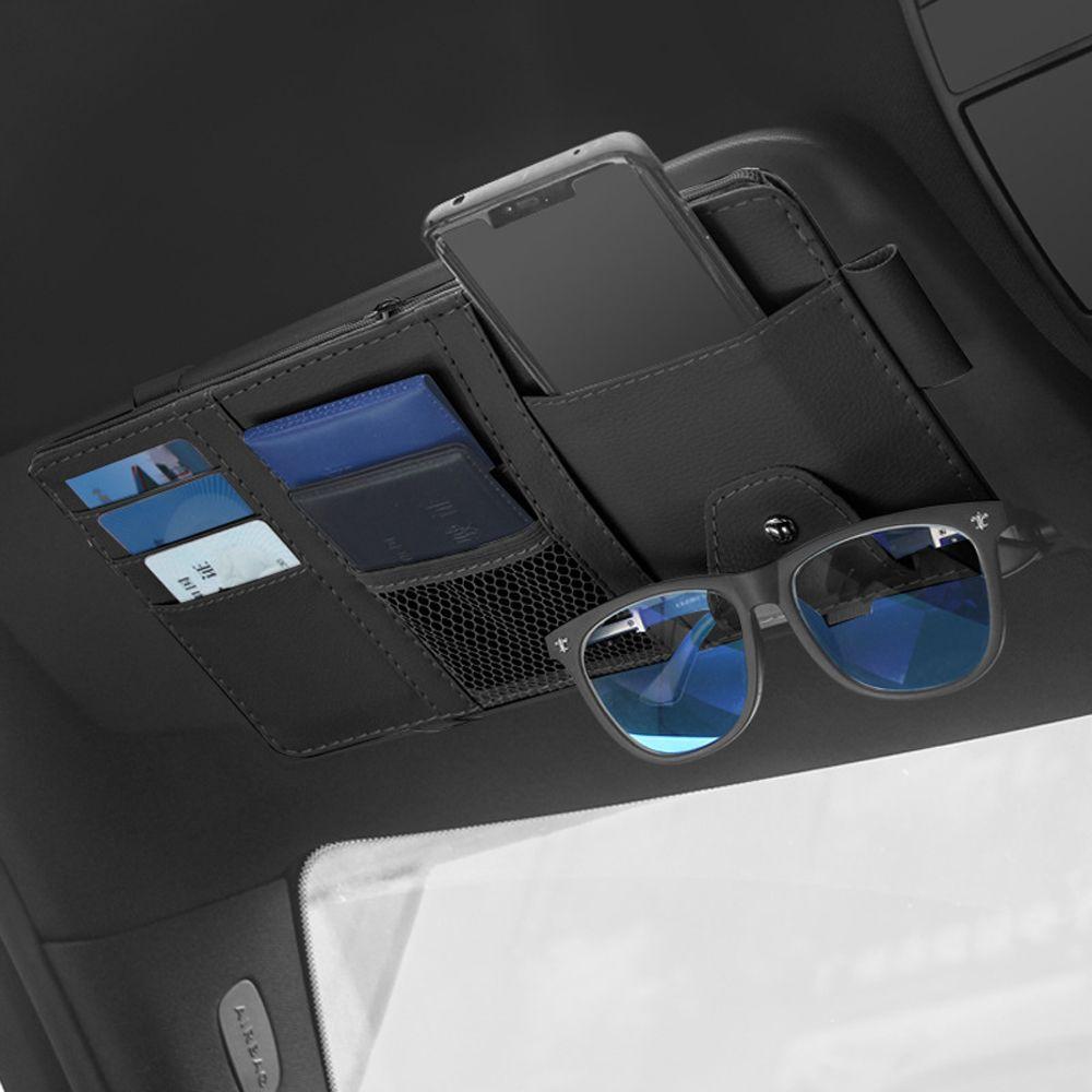 Auto Interior Accessories Car Sun Visor Organizer Sunglasses Clip Pocket Organizer Storage Pouch