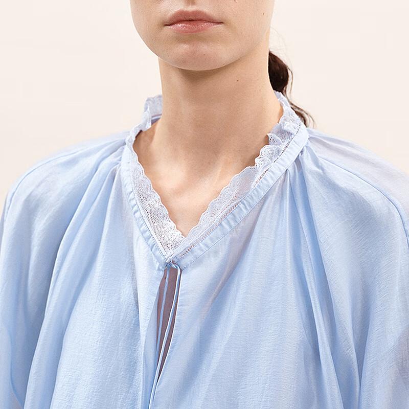 Less 2025 Summer Stand-Collar Seven-Sleeve Shirt