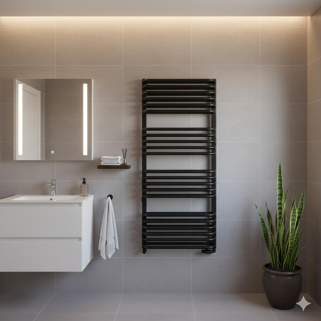 Luxrad Stark bathroom radiator 112x53 matt black ZBD 913W