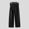 INCERUN Men Layers Zip-up High Waist Casual Long Wide Legs Pants Trousers