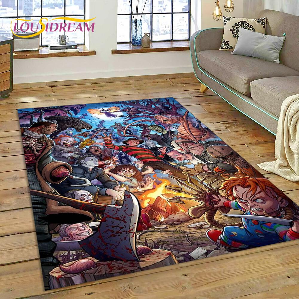 Postava z hororového filmu Chucky Pennywise Halloween Koberec do ložnice obývacího pokoje Dekorace na pohovku Doma Velká dekorativní podlahová rohož