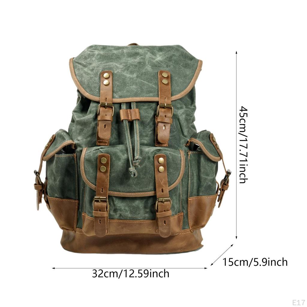 Canvas Backpack Casual Daypack Outdoor Portable Men Women Hiking Travel Rucksack Knapsack for