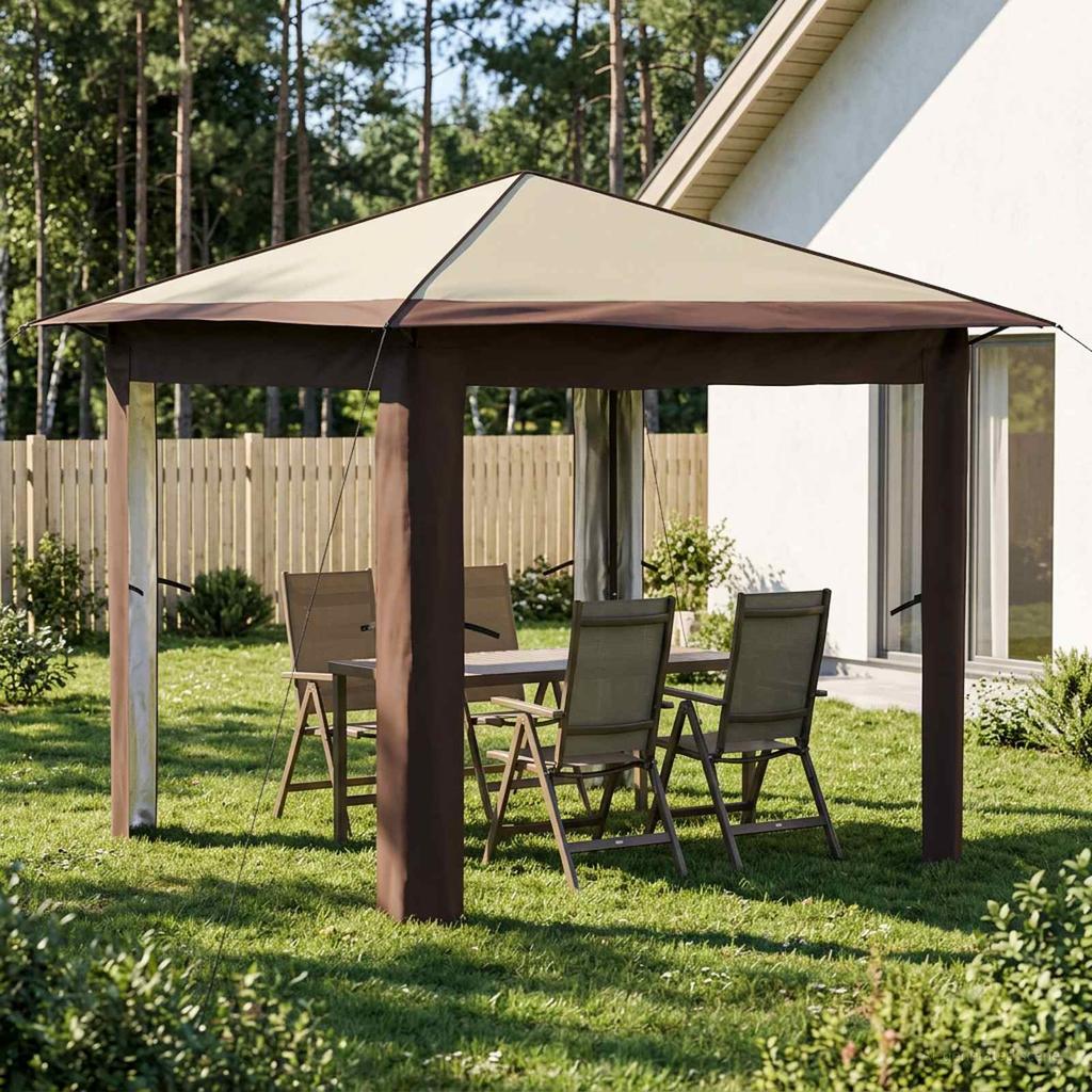 Gazebo Without Side Wall 2.6 X 2.6 M Cream and Brown