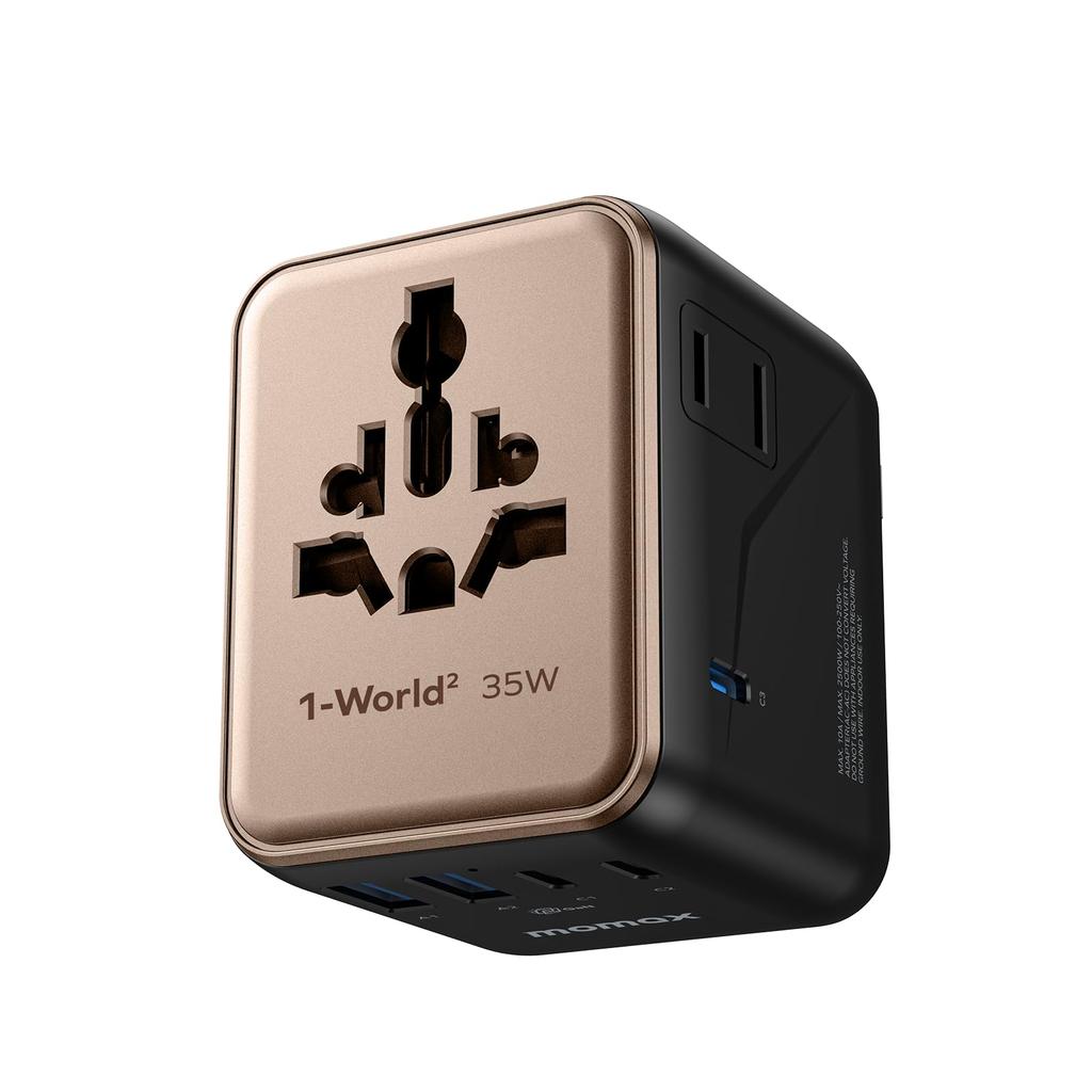 and even MOMAX PD 35W GaN Fast Charging Adapter for International Simultaneous 3 PD 2 QC 2 AC 2 AC Type International Worldwide Compatible with and