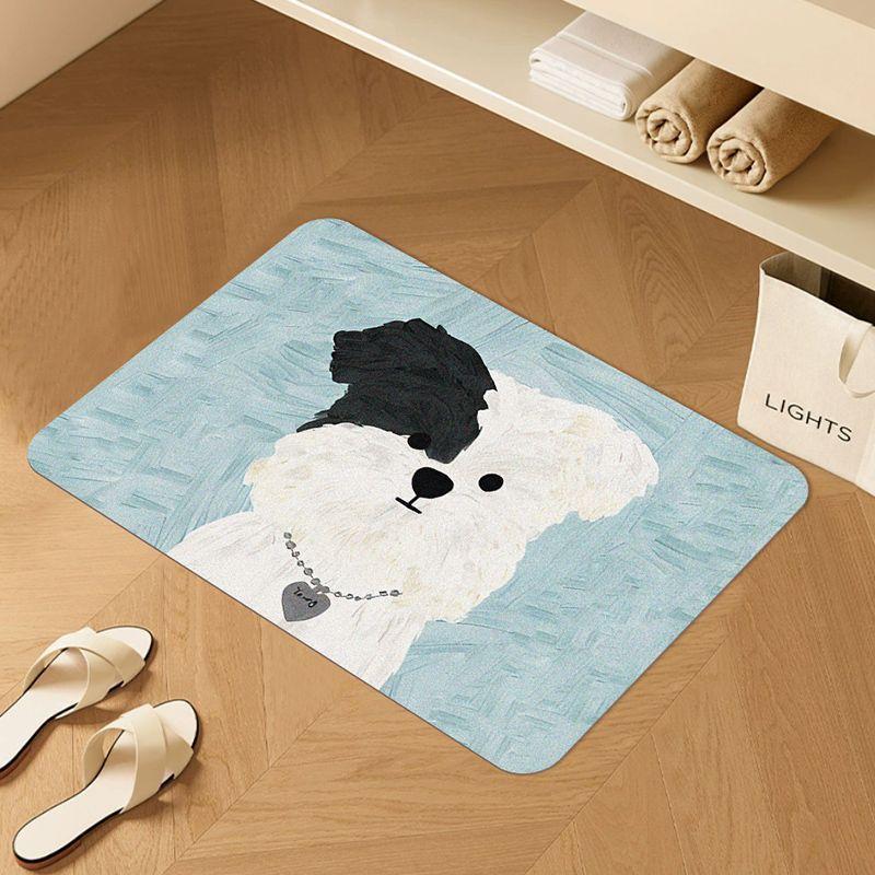 

Картина маслом щенок мультфильм быстросохнущий диатомитовый ил противоскользящий коврик для ванной комнаты, коврик для ног, коврик для пола в спальне, впитывающий коврик 40x60cm синий