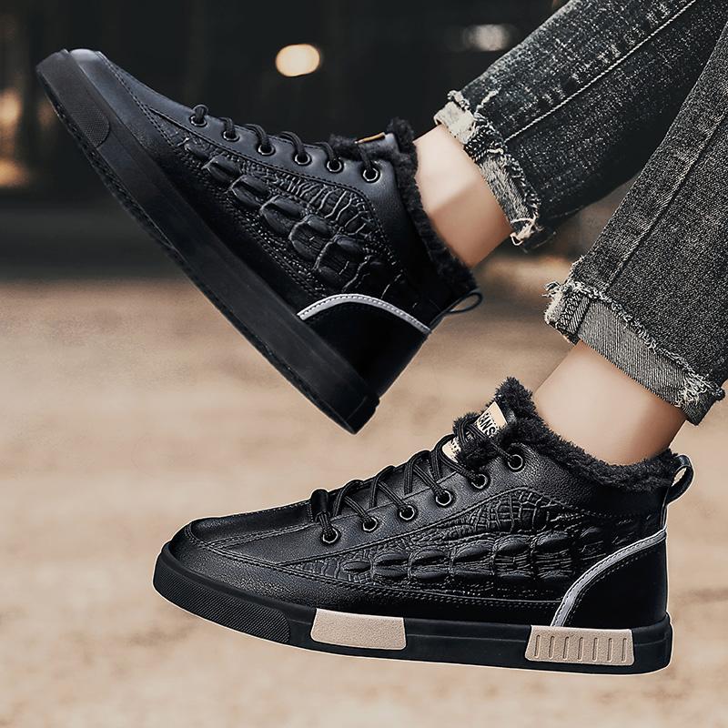 Men ankle Boots Winter High Top Leather Shoes Fashion Cotton Fashion Ankle Boots Business Casual Outdoor Shoes Male Sneakers
