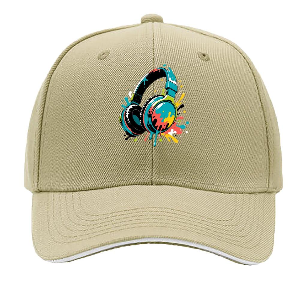 Abstract Neon Headphones Splash Artw Sandwich Baseball Cap Sun Cap Outdoor Workouts Hat