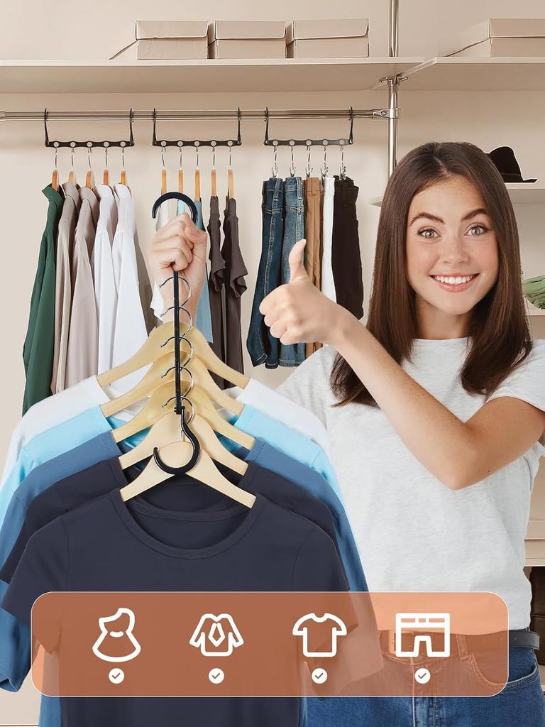 Space Saving Hangers, Smart Closet Organizer Space Saver, Sturdy Plastic Clothes Hangers for All Types of Clothes,Closet Storage