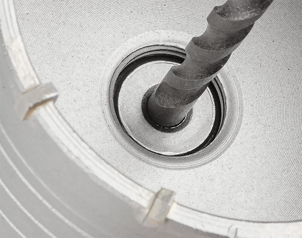 85mm carbide hole saw with SDS+ adapter and pilot drill