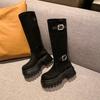 Fashion 2025 Women Stylish Mid-Calf Slouchy Boots Soft Comfortable Round Toe Design Buckle Latch Design Outdoor Casual Shoes