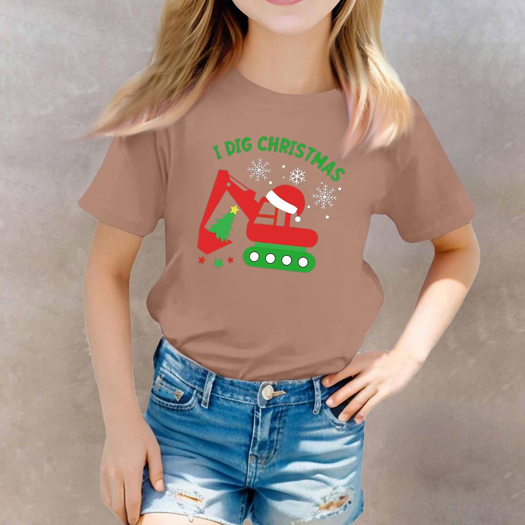 Christmas Day Toddler Girl Boy T-Shirts Kids Top Boys And Girls Printed Short Sleeved T-shirt