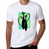 Sassy Sparkling Atomic Age Black Kitschy Cats TShirt Lightweight Print TShirt