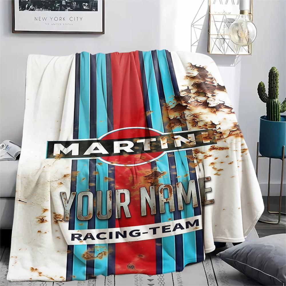 1PC Martini Custom Name Patterned Flannel Blanket Suitable For All Seasons For Home Decor Warmth And Comfort Gifts Holiday Present