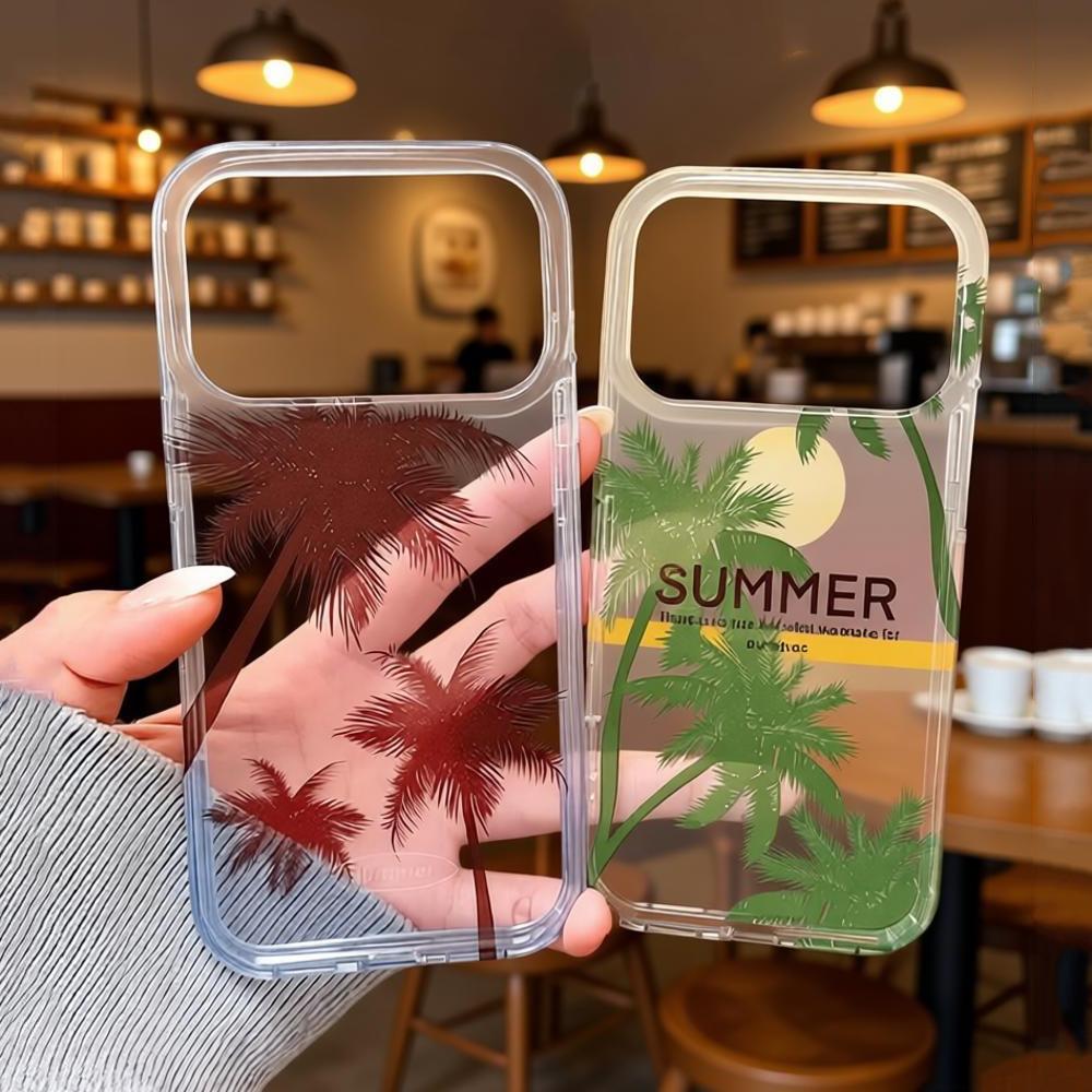 Fashion Palm Tree Phone Case For iPhone 17 Pro Max 16 Pro 15 Plus 14 13 Mini 12 11 16E 17 Air Transparent Case