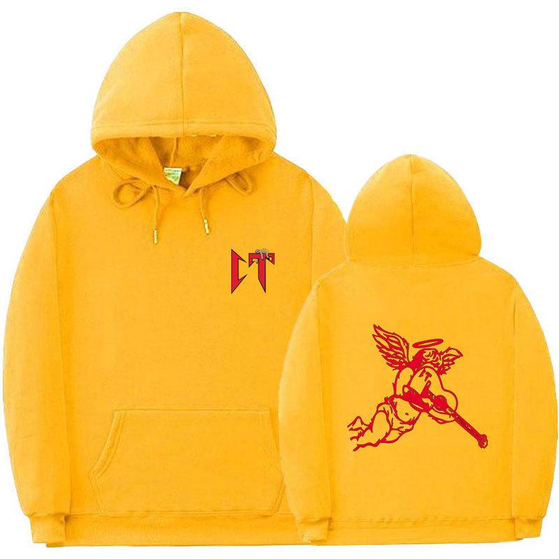 Ribbed bottom pendulum fashion printed sweatshirt loose hoodie autumn and winter men's and women's casual sports sweater top jacket