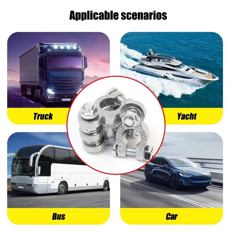 2pcs/set Battery Terminal Clamp Zinc Alloy Positive & Negative Pole Auto Car Screw Connector Car Battery Terminal Clamp