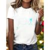 A Women'S Y2K Style Summer Fashion Casual Comfortable Short-Sleeve Round-Neck T-Shirt - Featuring an Airplane And Heart Travel Pattern Print