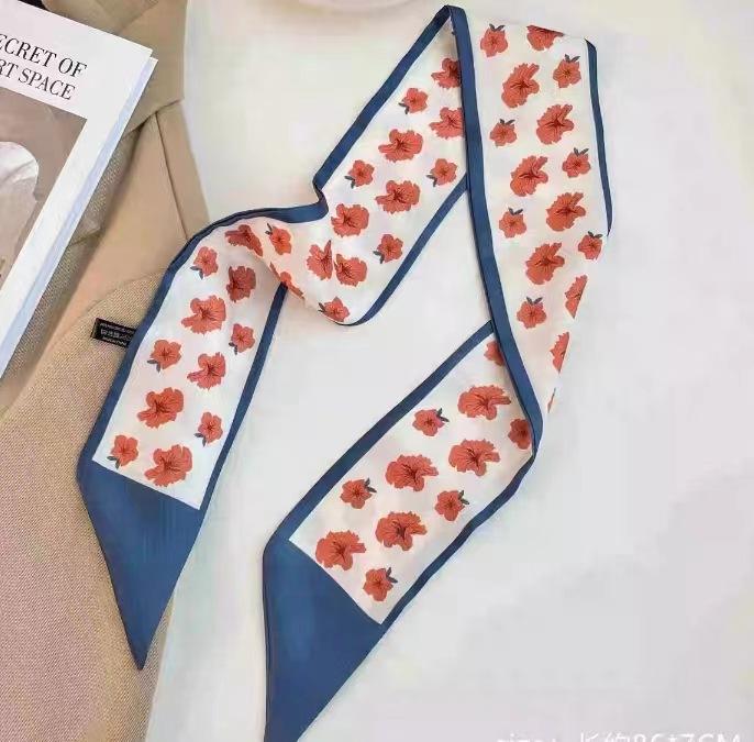 Scarf di Seta Serie Colore Khaki Nude di Alta Qualità, Fascia per Capelli, Nastro Legato sui Capelli, Fiocco Lungo, Nastri di Raso Vintage, Accessori per Capelli