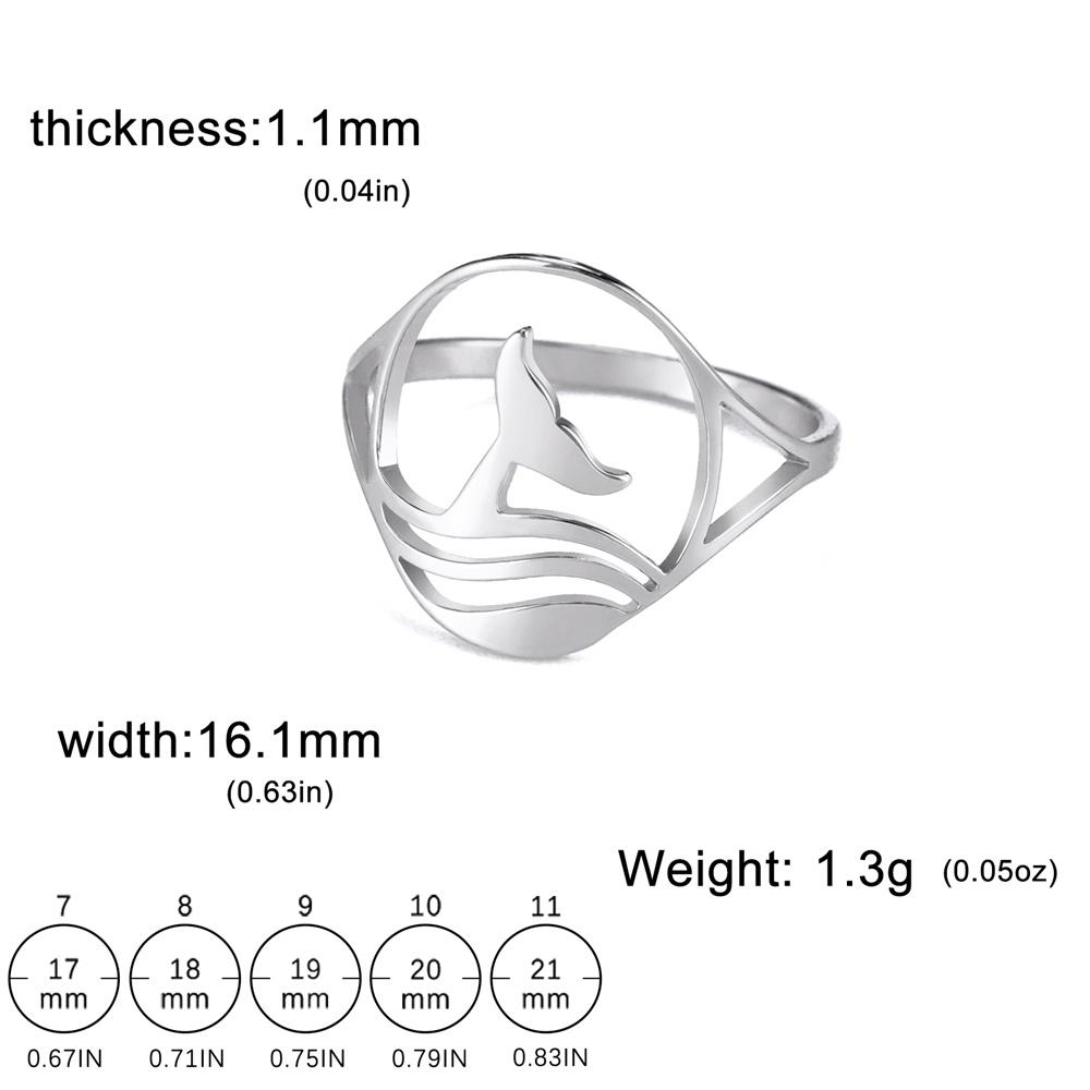 

My Shape Whale Tail Rings for Women Girls Cool Animal Finger Rings Stainless Steel Fashion Jewelry Gifts Birthday Party Female 7