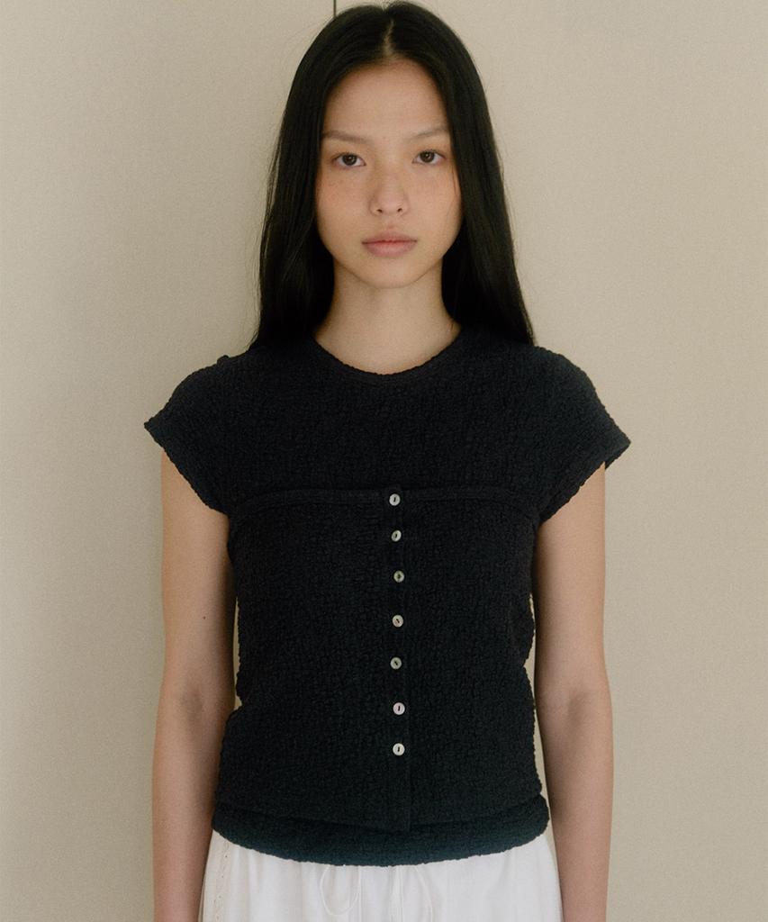 Beiodeu Linkle Short-Sleeved Layered T-Shirt_Black
