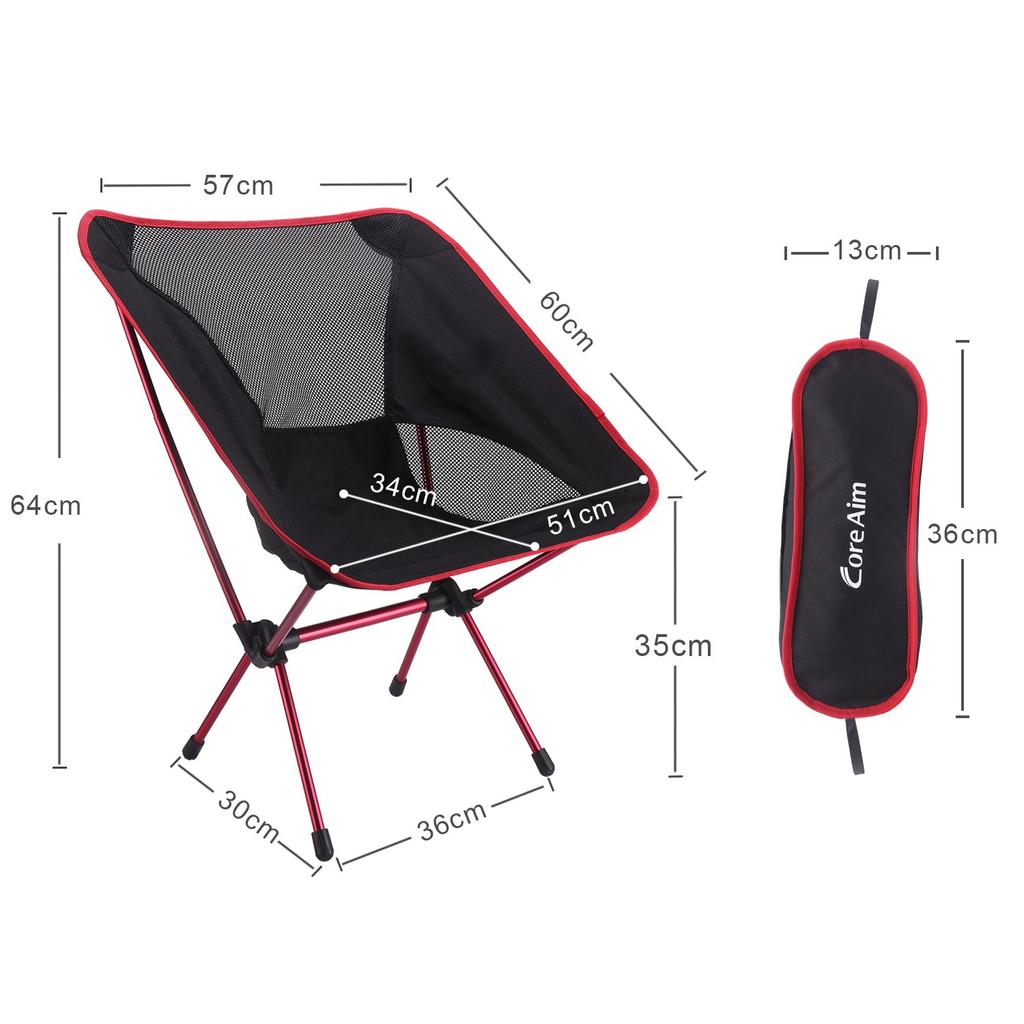 Outdoor Chair CORE AIM Folding Chair with Storage Bag Ultra Light Compact Load Capacity 150kg 7075 Aluminum Alloy