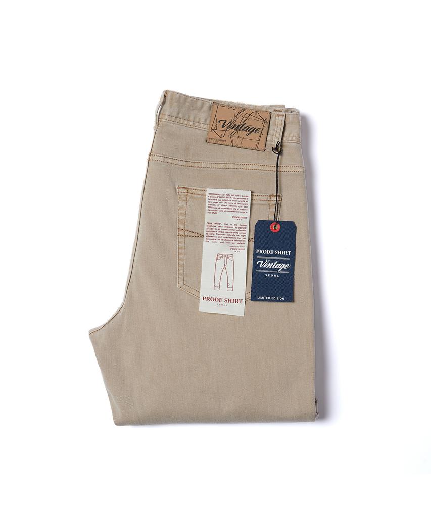 PRODESHIRT Bordeaux Dyed Denim Pants (Beige)