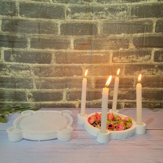 Candle Holder Mold 4 Holes Round Silicone Mold Candle Holder Resin Casting Mold for DIY Taper Candle Holder Concrete Craft