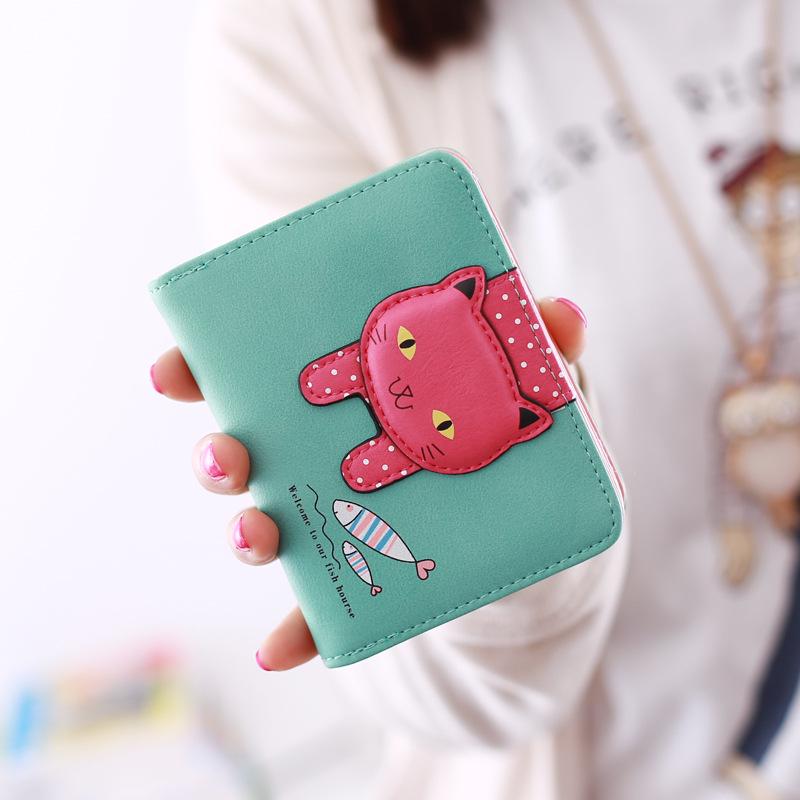 Korean Style Women's Cartoon Zipper Wallet: Cute Short Purse & Card Holder