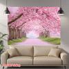 2D Flat Print Cherry Blossom Tapestry, Sakura Tree Tunnel Wall Backdrop for Photoshoot