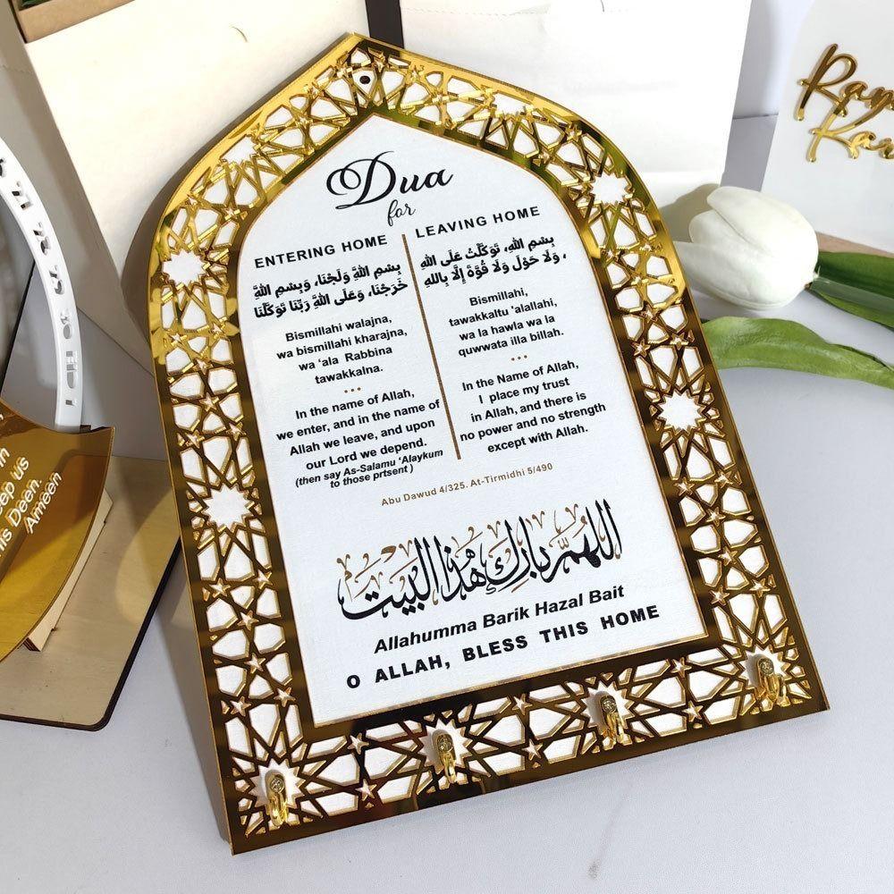 Wall Mounted Islamic Key Rack Decorative Spiritual Reminder Acrylic Key Hanger with Islamic Motifs Detachable Key Hook