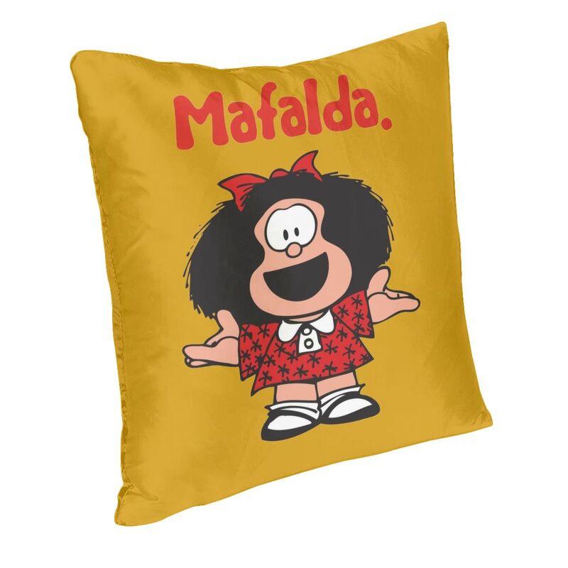 Federa Cuscino Quadrata Mafalda Felice Decorazione Argentina Manga Quino Fumetto Federa Cuscino Cuscino da Arredo Divano Stampa Double Face