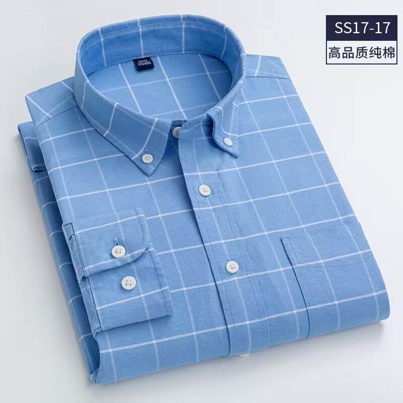 

Четыре сезона, новая мужская рубашка в полоску из 100% хлопка с длинным рукавом, не требующая глажки, не мнется, деловой, повседневный, модный, облегающий крой 3XL